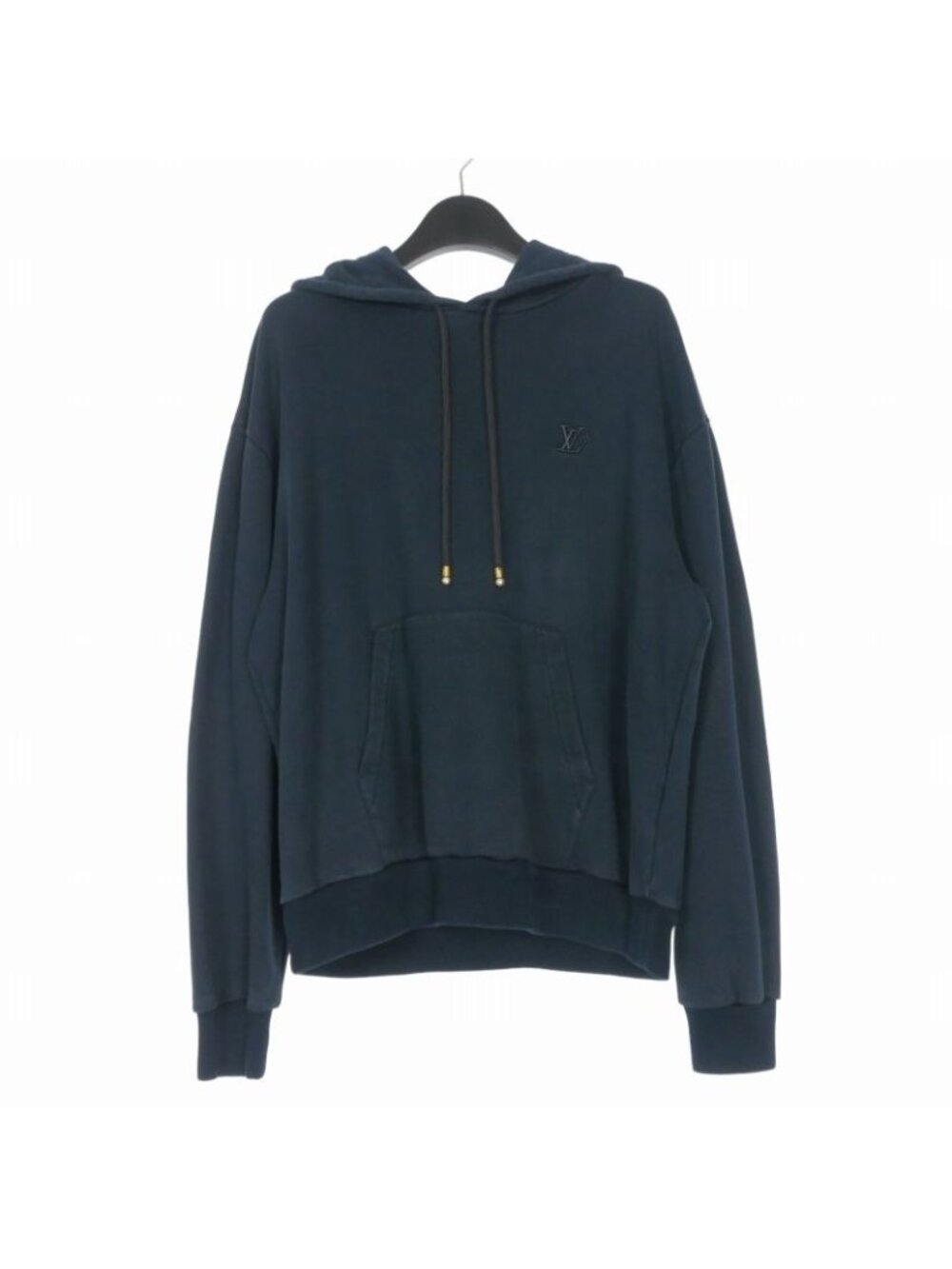 Louis Vuitton Cotton Silk Pullover Hoodie Long Sleeve L Navy